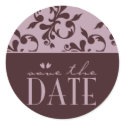 Pink & Chocolate Save the Date Sticker