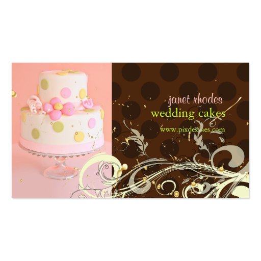 Pink/Chocolate wedding cake business cards