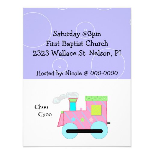 Pink Choo Choo Train Baby Shower Announcement