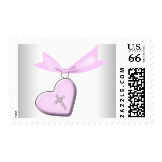 Pink Christian Cross Postage Stamps