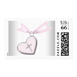 Pink Christian Cross Postage Stamps