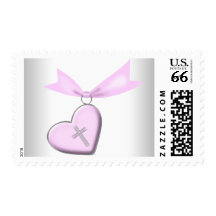 Pink Christian Cross Postage Stamps