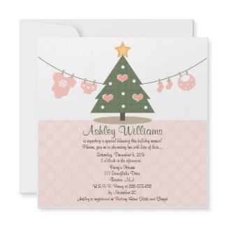 Pink Christmas Baby Shower Invitations invitation