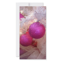 Pink christmas balls custom photo card