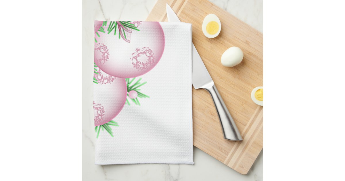 Pink Christmas Baubles Kitchen Towels Zazzle