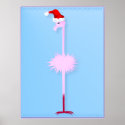 Pink Christmas Flamingo 1 Poster posters