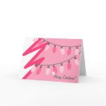 Pink Christmas Tree - Old Fashioned Lights Greeting Cards