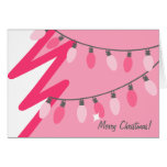 Pink Christmas Tree - Old Fashioned Lights Greeting Cards