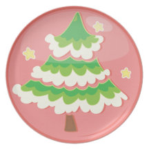 Pink Christmas Tree Party Plates