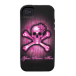 Pink Chrome Skull and Crossbones iPhone 4 Case