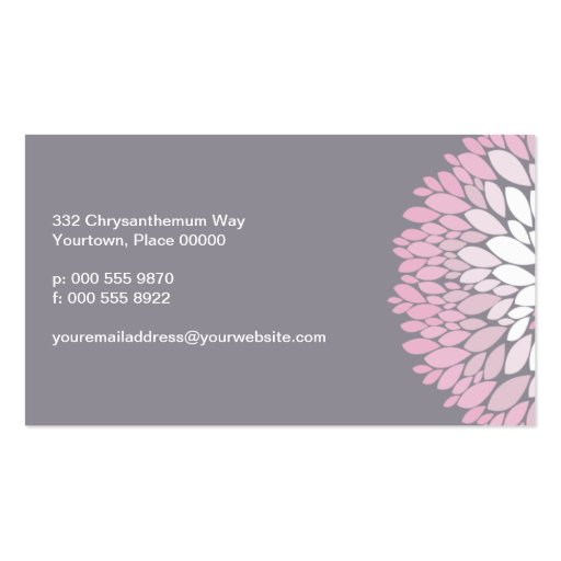 Pink Chrysanthemum Business Card Template (back side)