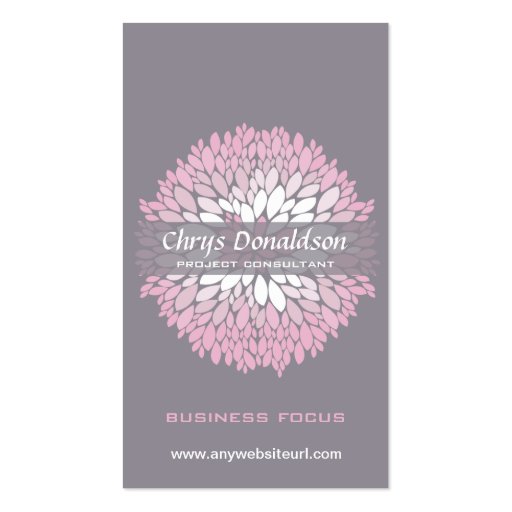 Pink Chrysanthemum Business Card Template (front side)