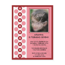 Pink Circles Birthday Invitation Post Card postcards by Designdivaad Pink Circles Birthday Invitation Post Card postcards