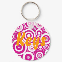 Pink circles Keyring keychains