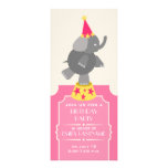Pink Circus Ticket Elephant Birthday Party Announcements