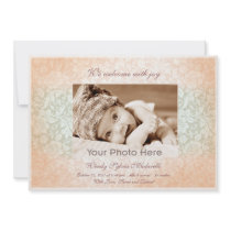 Pink classic baby girl birth announcement invitations