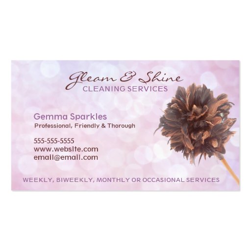 Pink Cleaning Services Business Cards (front side)