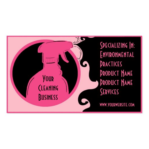 Pink Cleaning Services custom business cards (back side)