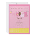 Pink Clothesline Baby Shower Invitation