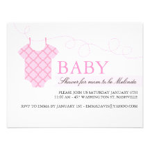Pink clothesline Modern Baby Shower Invitation