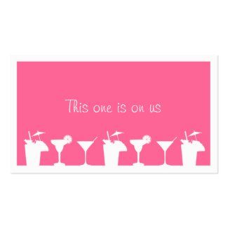 Pink cocktail wedding event custom drink ticket profilecard