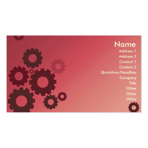 Pink Cogs - Business Business Card Templates (front side)