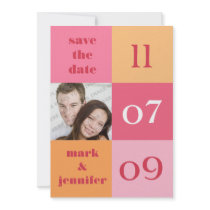 Pink Color Block Save The Date Announcement invitations by pinkinkart Pink Color Block Save The Date Announcement invitations