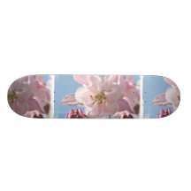 Pink Columbine Flowers Skateboard