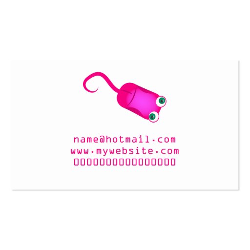 Pink Computer Mouse Business Card (back side)