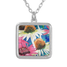 Pink Cone Flower Watercolor Painting Custom Jewelry