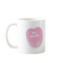 Pink Conversation Hearts mugs