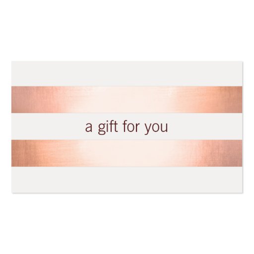 Pink Copper Foil Look Beauty GiftCard Business Card Template (front side)