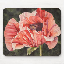 Pink Corn Poppy Botanical Floral Computer Mousepad by michelleys Pink Corn Poppy Botanical Floral Computer Mousepad