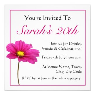 Pink Cosmos Flower Invitation