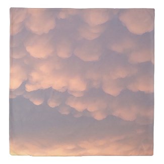 Pink Cotton Ball Clouds Duvet Cover