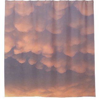 Pink Cotton Ball Clouds Shower Curtain