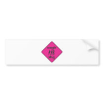 Pink Cougar Crossing 3 Ladies Bumper Sticker