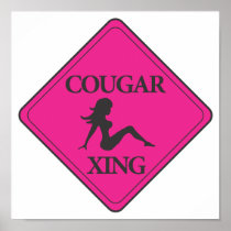 Pink Cougar Crossing Poster