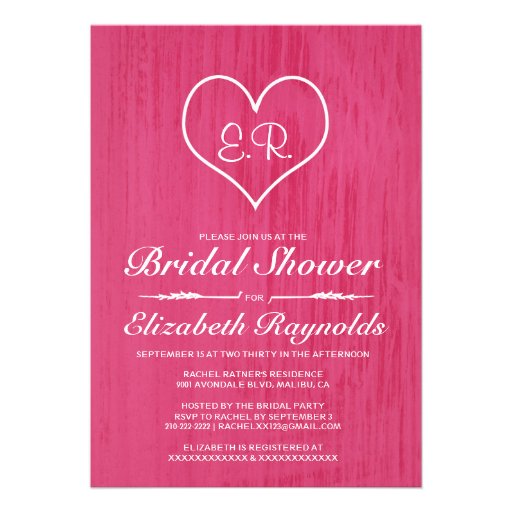 Pink Country Bridal Shower Invitations