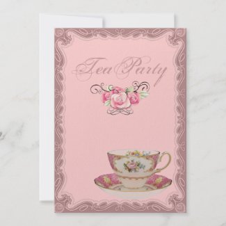 Pink Country Bridal Shower Tea Party Invitation
