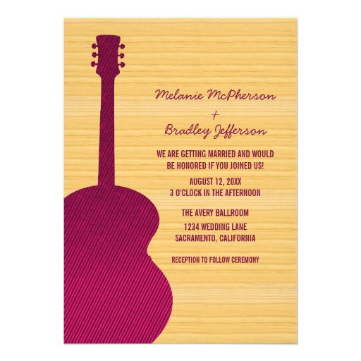 Pink Country Guitar Wedding Invitation