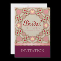 Pink Country Hearts Bridal Shower Party Invitation invitations