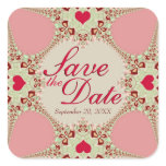Pink Country Hearts Lace Save the Date Stickers