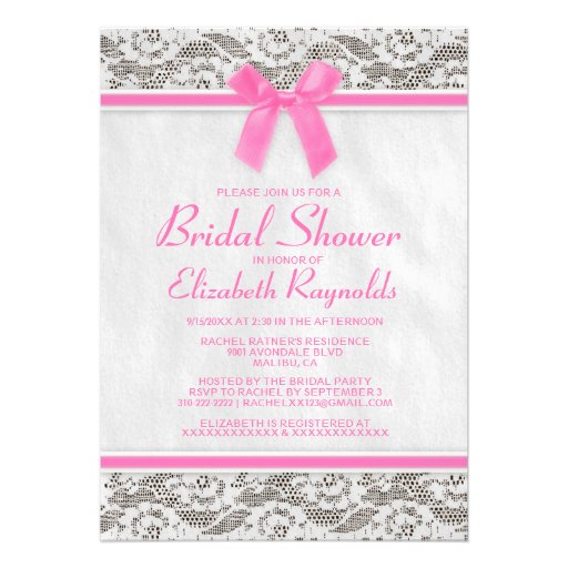 Pink Country Lace Bridal Shower Invitations