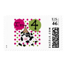 Pink Cow 4th  Birthday Tshirts and Gifts Postage Stamp