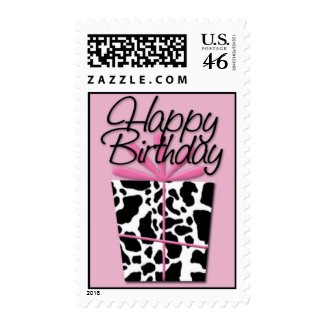 Pink Cow • Happy Birthday stamp