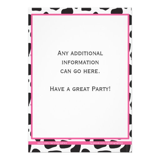 Pink Cow Print Cowgirl Birthday Invitation