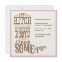 Pink Cowboy Boot Invitations