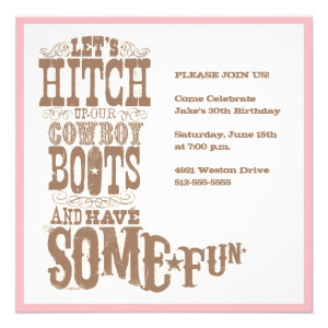Pink Cowboy Boot Invitations