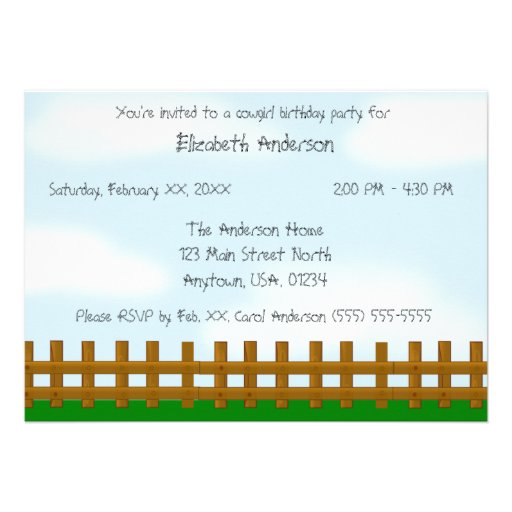 Pink Cowgirl Boot, Hat and Horse Birthday Party Custom Invitations